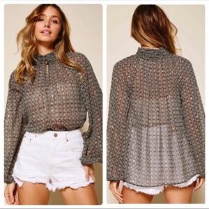 BNWT Long-sleeved Semi-Sheer Blouse